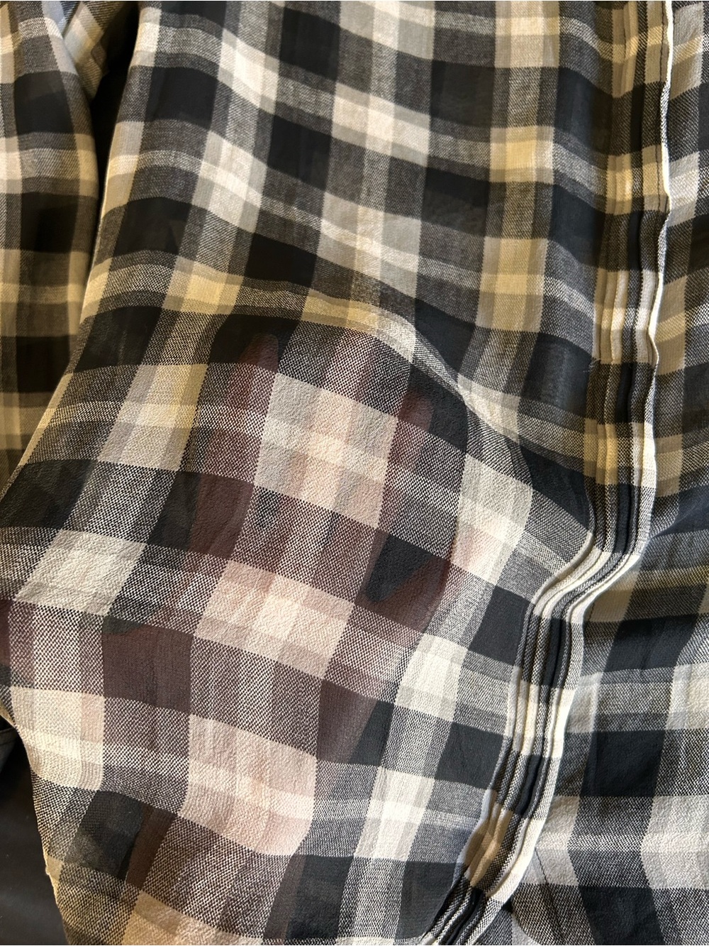 J. Crew Silk Black and White Plaid Sheer Button Up Long Sleeve Women’s Small - Picture 5 of 7